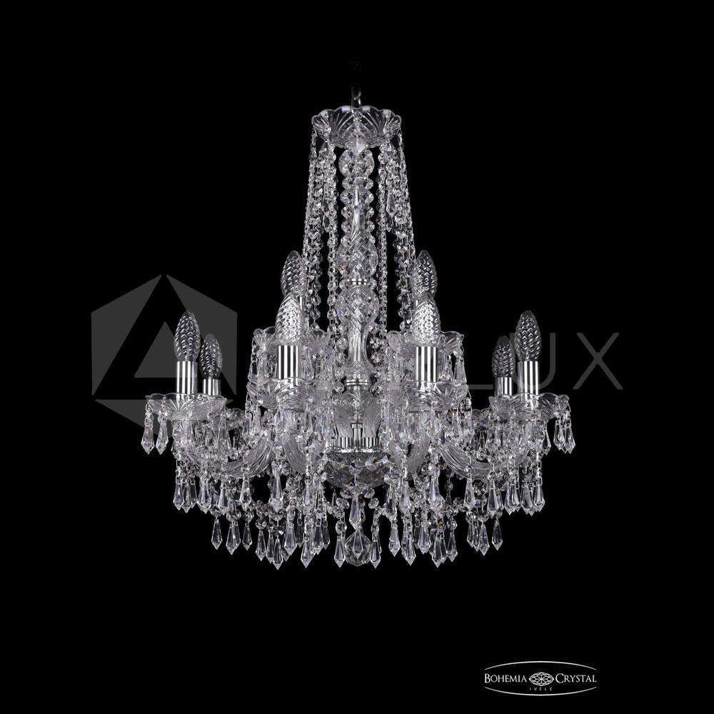 Люстра хрустальная 1403/8+4/195/h-60 Ni Bohemia Ivele Crystal