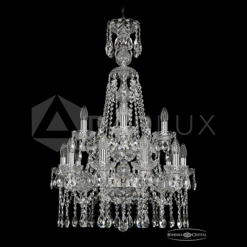 Люстра хрустальная 1413/10+5/200v/XL-90/2d Ni Bohemia Ivele Crystal