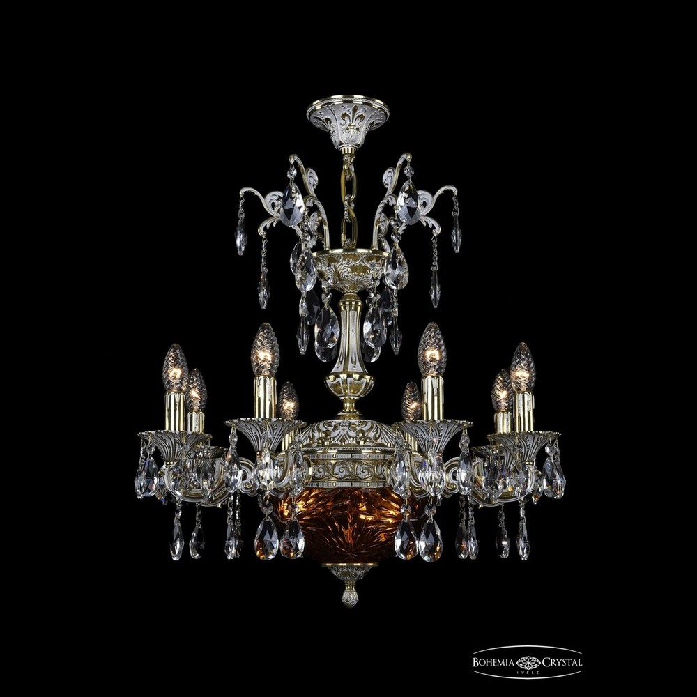 Люстра бронзовая 1751/8/CK125IV/250GL GW Amber/1A Bohemia Ivele Crystal