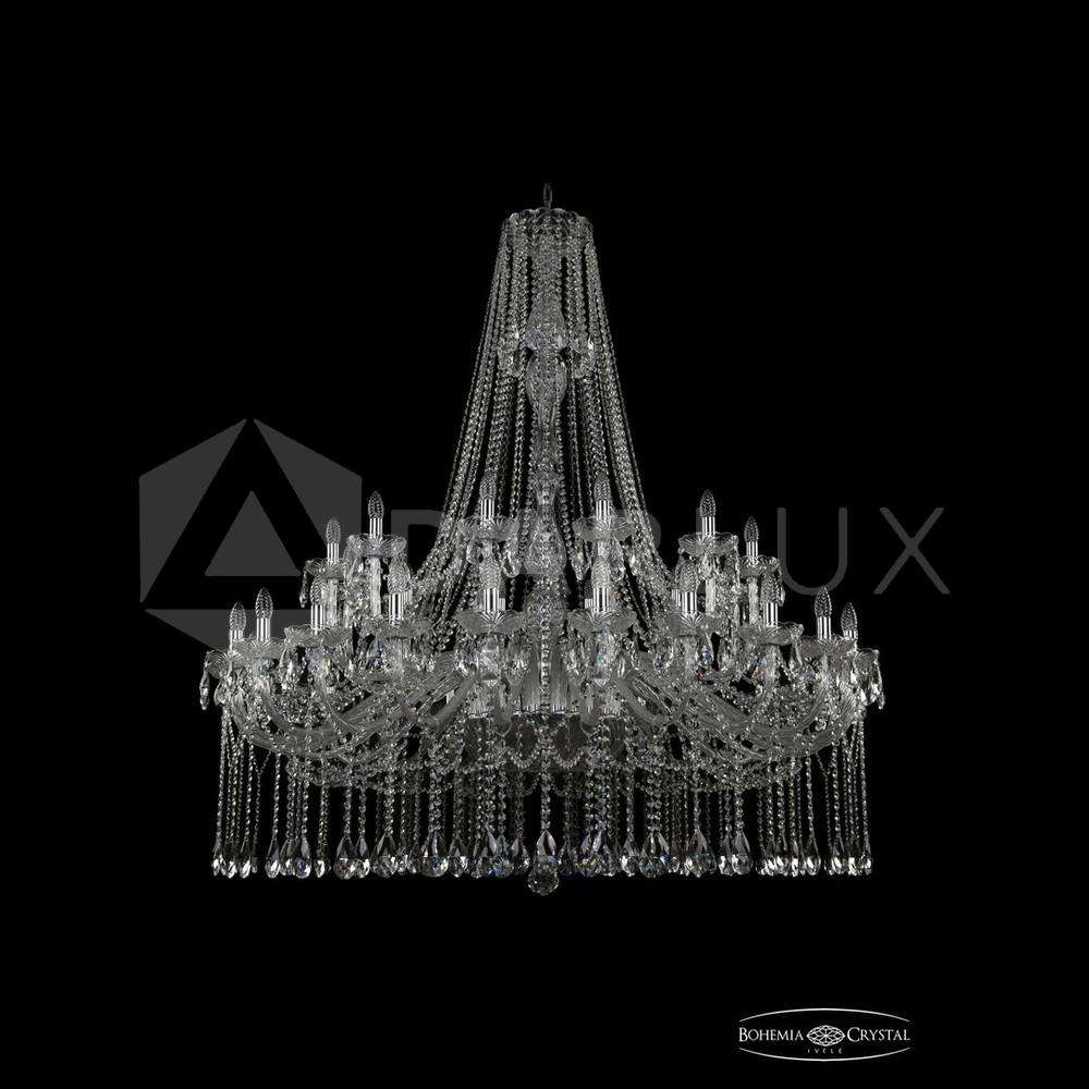 Люстра хрустальная 1413/24+12/530/h-160 Ni Bohemia Ivele Crystal