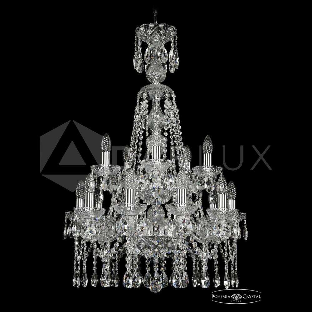 Люстра хрустальная 1413/10+5/200/XL-90/2d Ni Bohemia Ivele Crystal