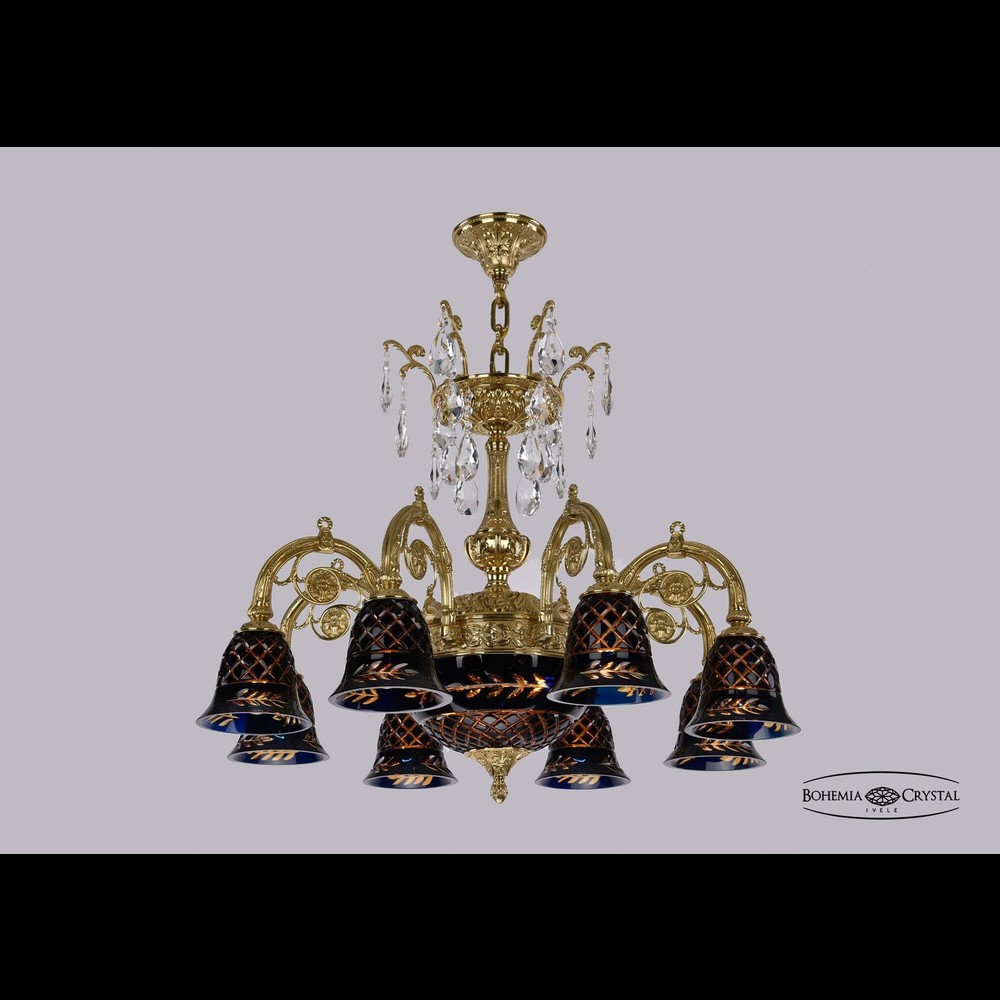 Люстра бронзовая 8714/8/KR175SP/250IT G Amber/Blue/1B Bohemia Ivele Crystal