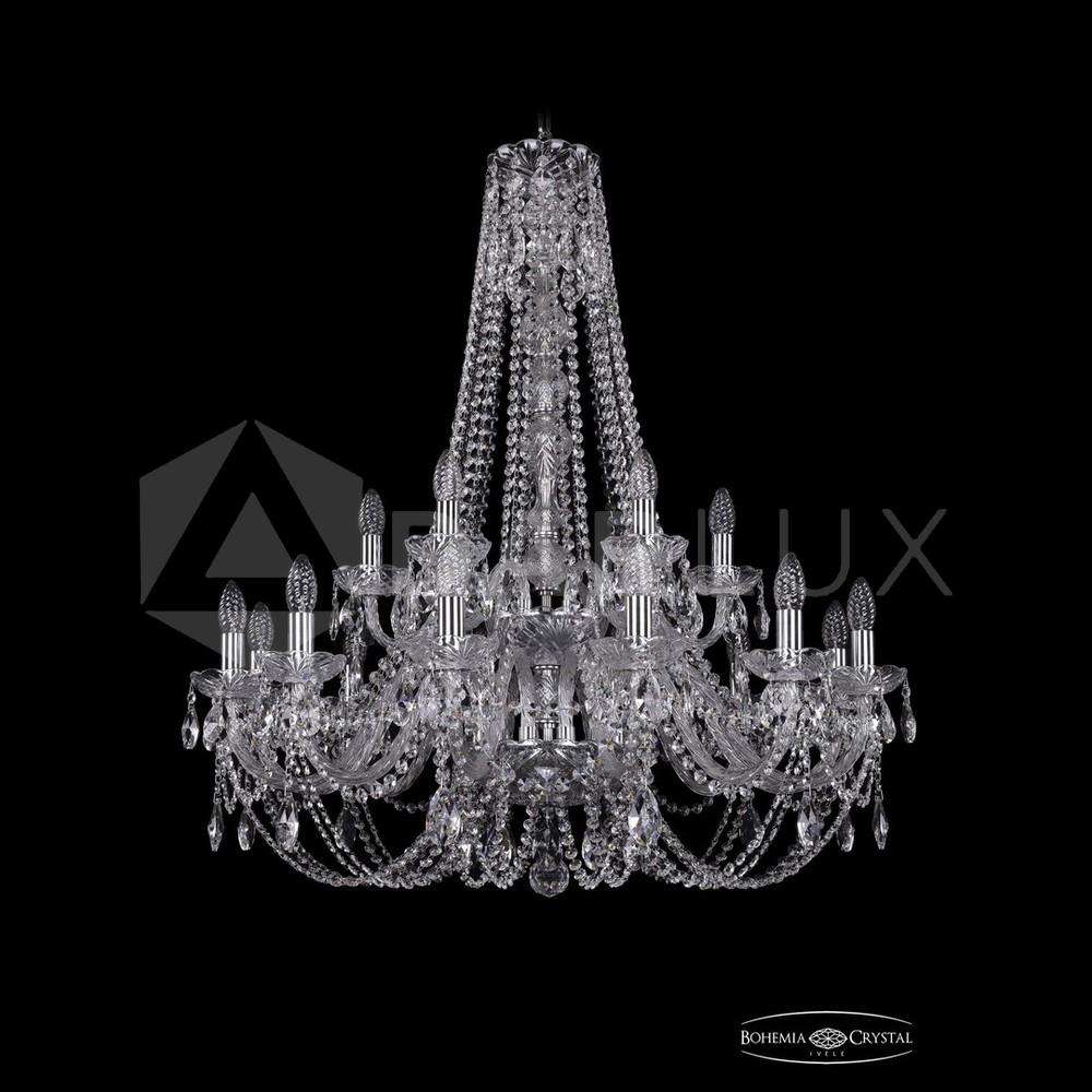 Люстра хрустальная 1406/12+6/300/h-95/2d Ni Bohemia Ivele Crystal