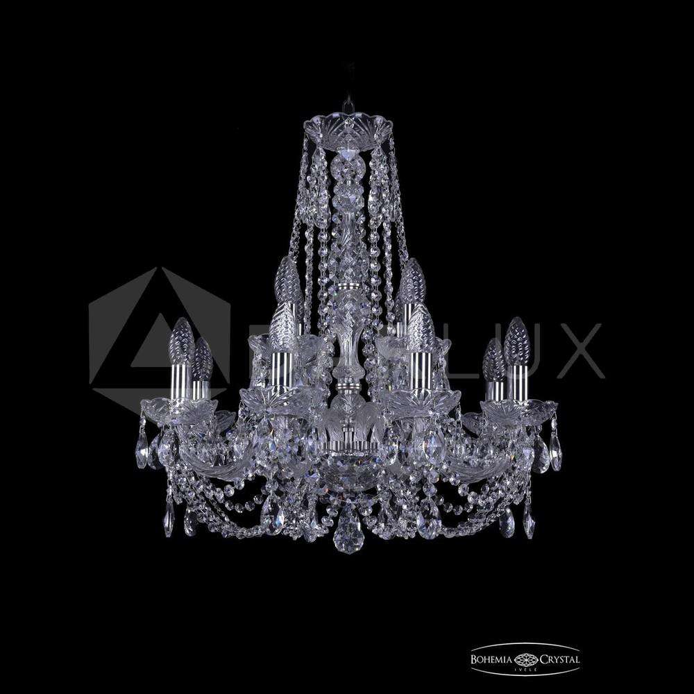 Люстра хрустальная 1406/8+4/195/h-60 Ni Bohemia Ivele Crystal