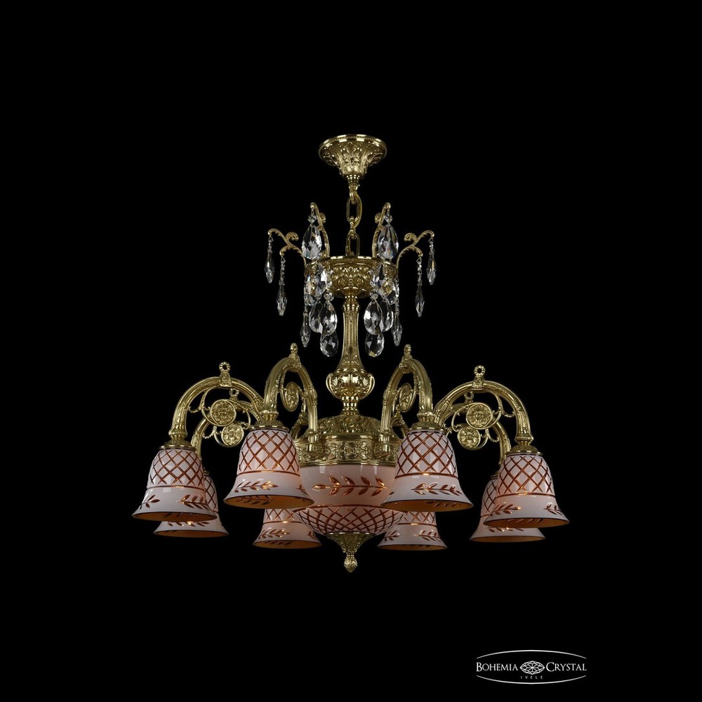 Люстра бронзовая 8714/8/KR175SP/250IT G Amber/White/1B Bohemia Ivele Crystal