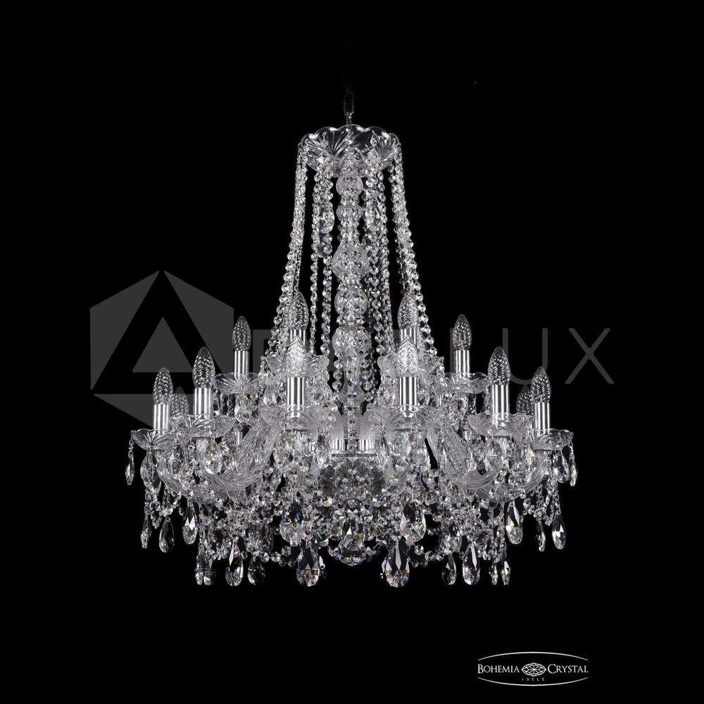 Люстра хрустальная 1411/12+6/240/h-80 Ni Bohemia Ivele Crystal