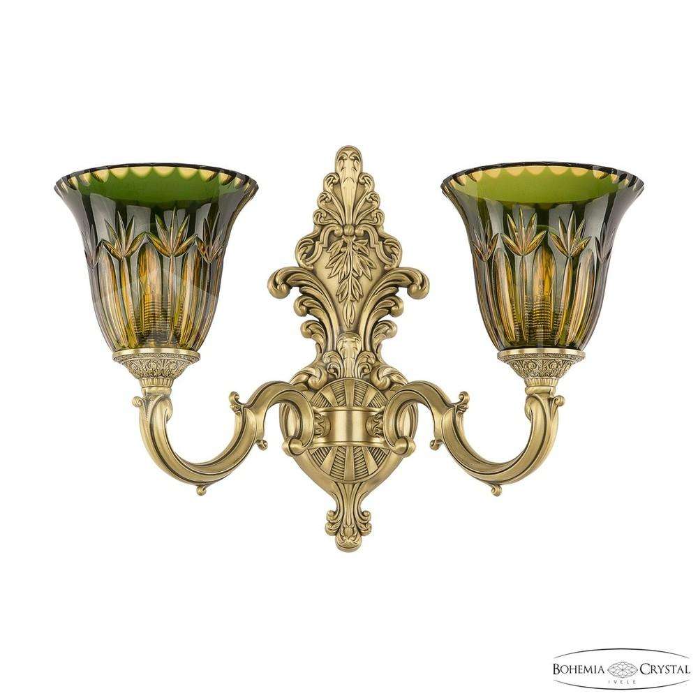 Бра бронзовые 7214B14/2/175 FP P2 U Amber-Green/H-1I Bohemia Ivele Crystal