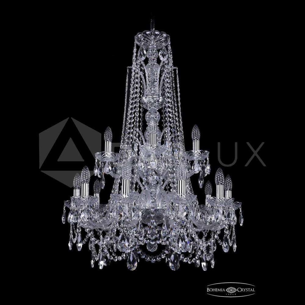 Люстра хрустальная 1411/10+5/240/XL-94/2d Ni Bohemia Ivele Crystal