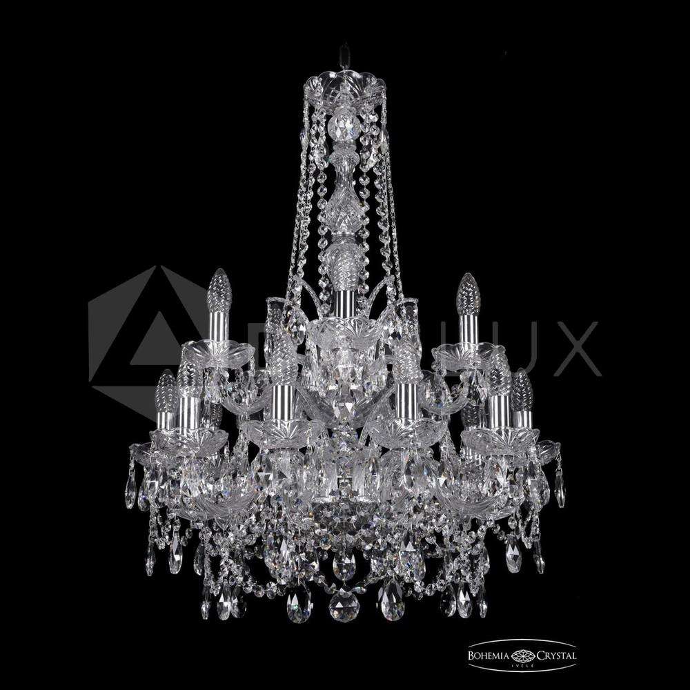 Люстра хрустальная 1411/10+5/195/h-77/2d Ni Bohemia Ivele Crystal