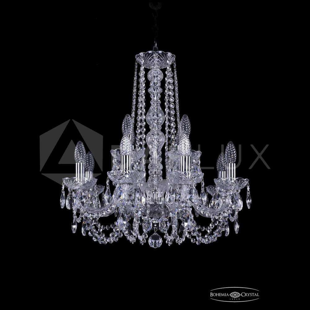 Люстра хрустальная 1402/8+4/195/h-60 Ni Bohemia Ivele Crystal