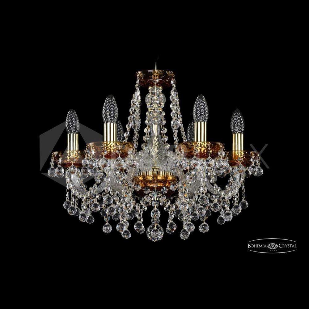 Люстра хрустальная 2409/6/160 G Amber/1B Bohemia Ivele Crystal